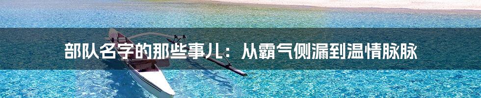 部队名字的那些事儿：从霸气侧漏到温情脉脉