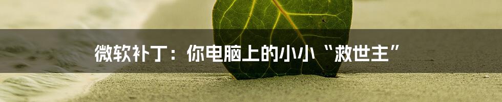 微软补丁:你电脑上的小小“救世主”