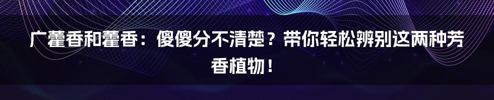 广藿香和藿香：傻傻分不清楚？带你轻松辨别这两种芳香植物！