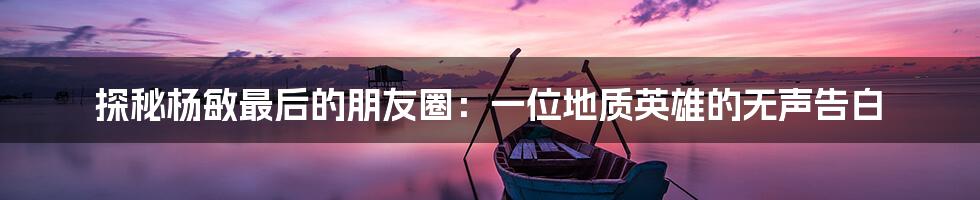 探秘杨敏最后的朋友圈：一位地质英雄的无声告白