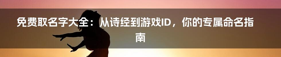 免费取名字大全：从诗经到游戏ID，你的专属命名指南