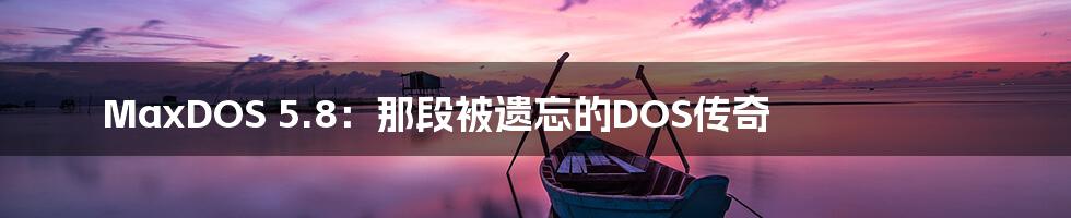 MaxDOS 5.8:那段被遗忘的DOS传奇