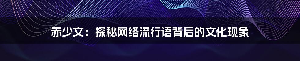 赤少文:探秘网络流行语背后的文化现象