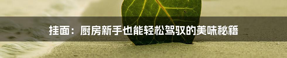 挂面:厨房新手也能轻松驾驭的美味秘籍