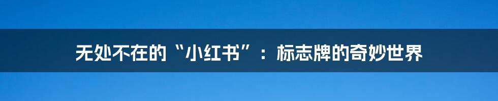 无处不在的“小红书”:标志牌的奇妙世界