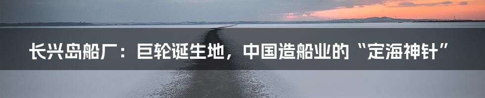 长兴岛船厂：巨轮诞生地，中国造船业的“定海神针”