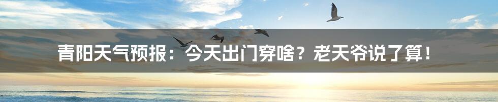 青阳天气预报:今天出门穿啥?老天爷说了算!