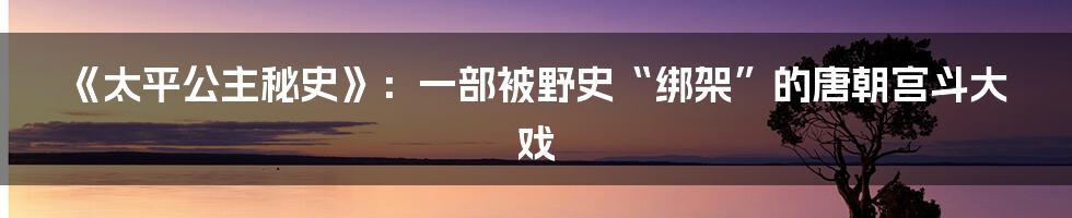 《太平公主秘史》:一部被野史“绑架”的唐朝宫斗大戏
