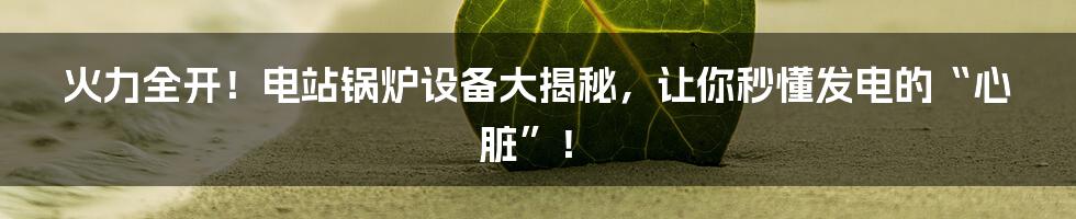 火力全开!电站锅炉设备大揭秘,让你秒懂发电的“心脏”!