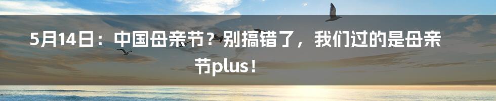 5月14日：中国母亲节？别搞错了，我们过的是母亲节plus！