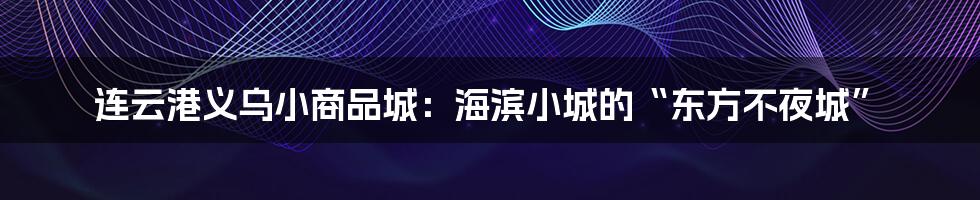 连云港义乌小商品城:海滨小城的“东方不夜城”