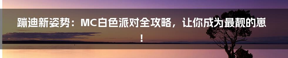 蹦迪新姿势:MC白色派对全攻略,让你成为最靓的崽!