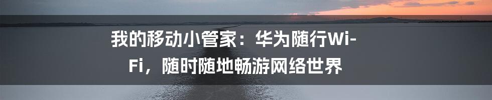 我的移动小管家:华为随行Wi-Fi,随时随地畅游网络世界