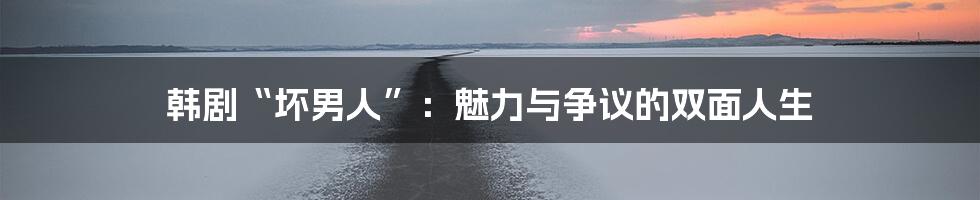 韩剧“坏男人”:魅力与争议的双面人生