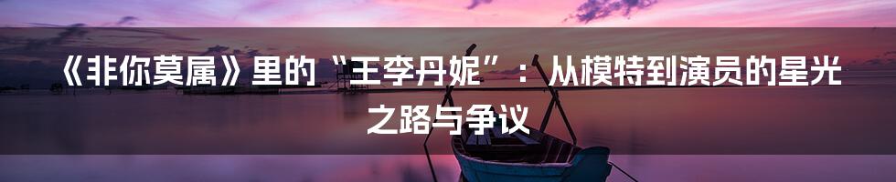《非你莫属》里的“王李丹妮”:从模特到演员的星光之路与争议