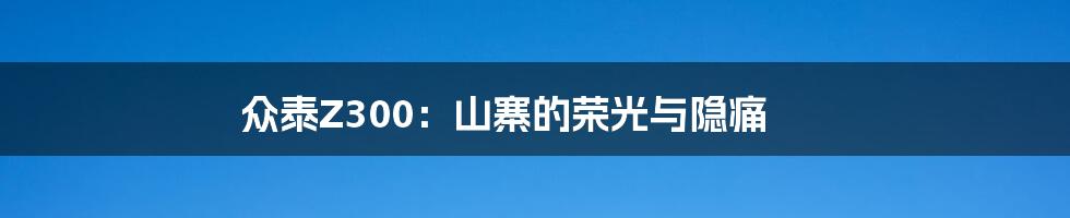 众泰Z300：山寨的荣光与隐痛