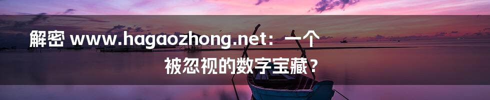 解密 www.hagaozhong.net：一个被忽视的数字宝藏？