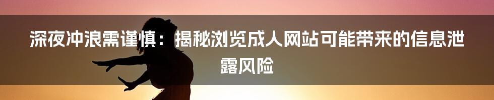 深夜冲浪需谨慎:揭秘浏览成人网站可能带来的信息泄露风险