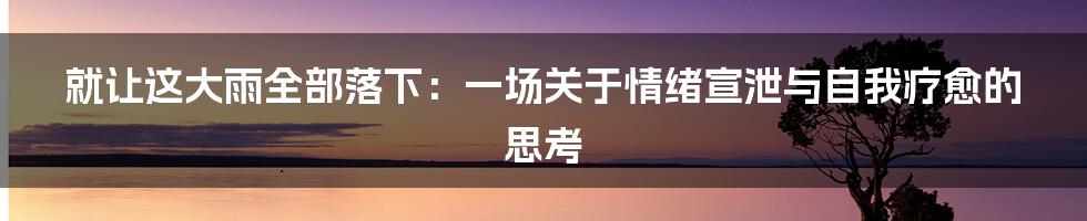 就让这大雨全部落下：一场关于情绪宣泄与自我疗愈的思考