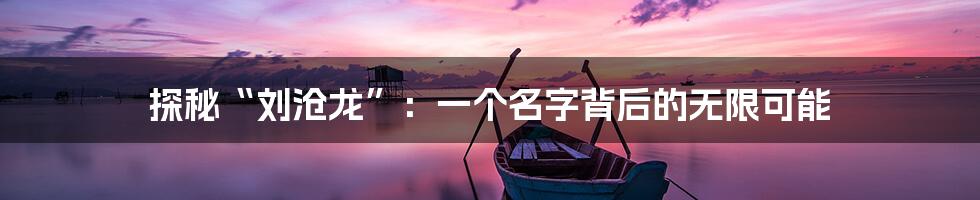 探秘“刘沧龙”:一个名字背后的无限可能