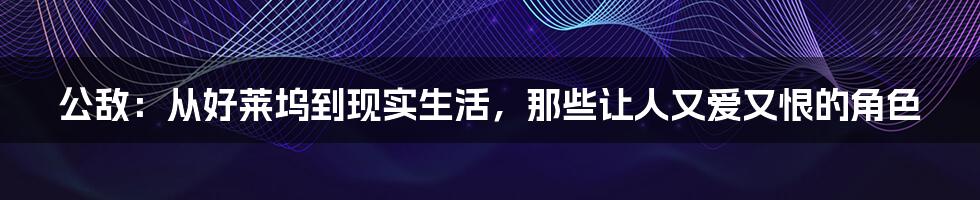公敌：从好莱坞到现实生活，那些让人又爱又恨的角色