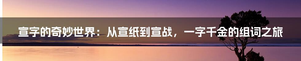 宣字的奇妙世界：从宣纸到宣战，一字千金的组词之旅