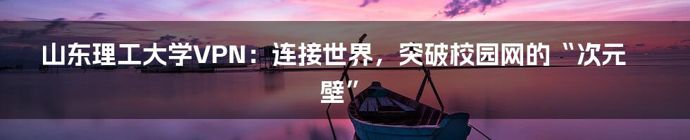 山东理工大学VPN：连接世界，突破校园网的“次元壁”