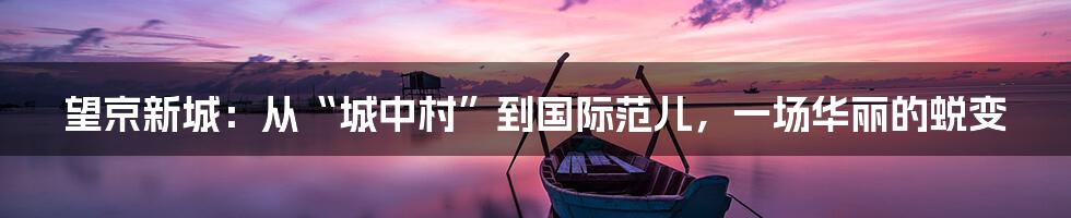 望京新城:从“城中村”到国际范儿,一场华丽的蜕变