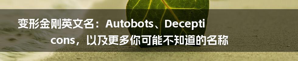 变形金刚英文名：Autobots、Decepticons，以及更多你可能不知道的名称