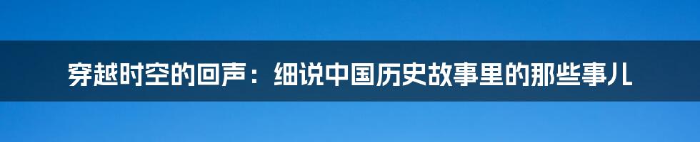 穿越时空的回声:细说中国历史故事里的那些事儿