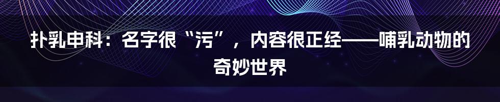 扑乳申科:名字很“污”,内容很正经——哺乳动物的奇妙世界