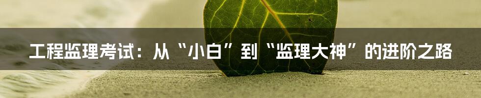 工程监理考试:从“小白”到“监理大神”的进阶之路