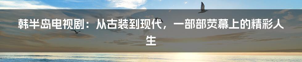 韩半岛电视剧：从古装到现代，一部部荧幕上的精彩人生