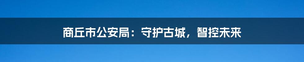 商丘市公安局：守护古城，智控未来