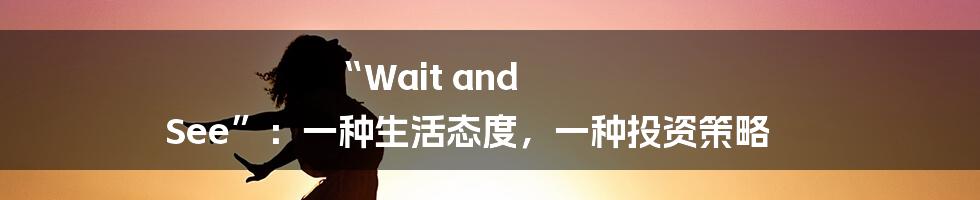 “Wait and See”：一种生活态度，一种投资策略