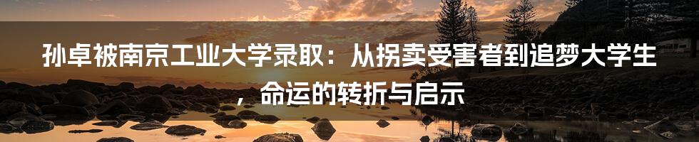 孙卓被南京工业大学录取：从拐卖受害者到追梦大学生，命运的转折与启示