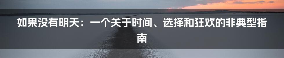 如果没有明天：一个关于时间、选择和狂欢的非典型指南