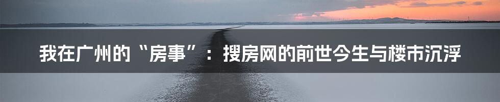 我在广州的“房事”:搜房网的前世今生与楼市沉浮