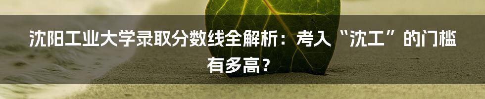 沈阳工业大学录取分数线全解析：考入“沈工”的门槛有多高？