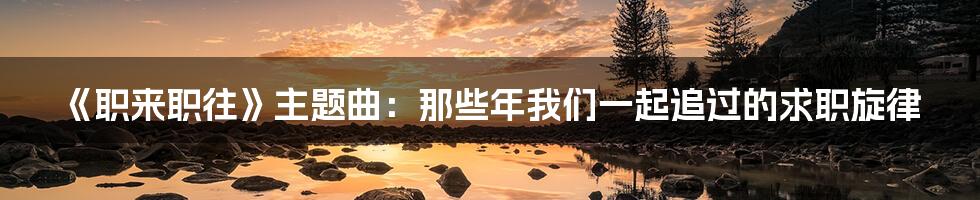 《职来职往》主题曲：那些年我们一起追过的求职旋律