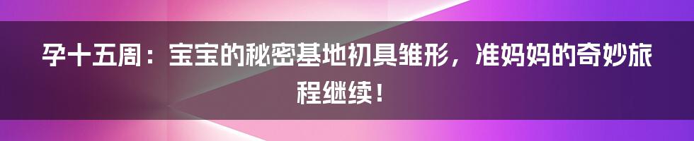 孕十五周：宝宝的秘密基地初具雏形，准妈妈的奇妙旅程继续！