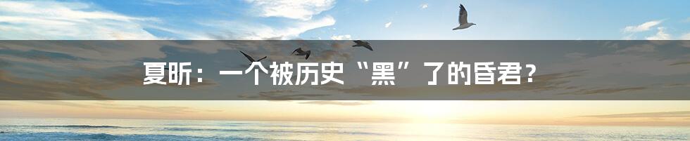 夏昕：一个被历史“黑”了的昏君？