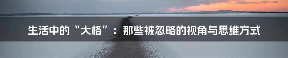 生活中的“大格”：那些被忽略的视角与思维方式