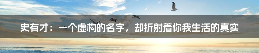 史有才:一个虚构的名字,却折射着你我生活的真实