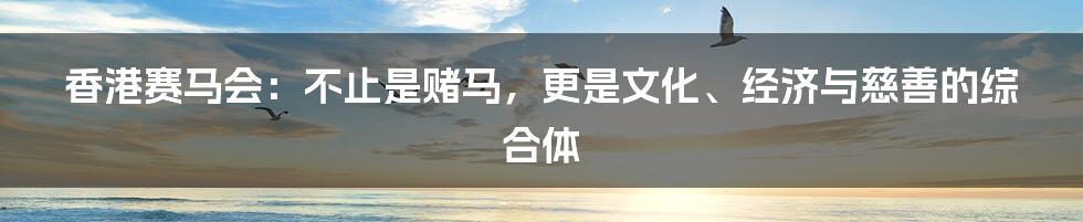 香港赛马会：不止是赌马，更是文化、经济与慈善的综合体