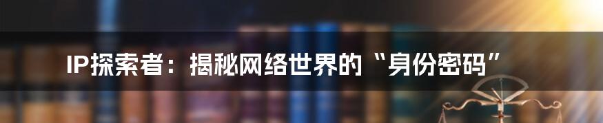 IP探索者：揭秘网络世界的“身份密码”