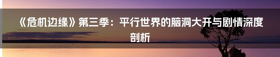 《危机边缘》第三季:平行世界的脑洞大开与剧情深度剖析