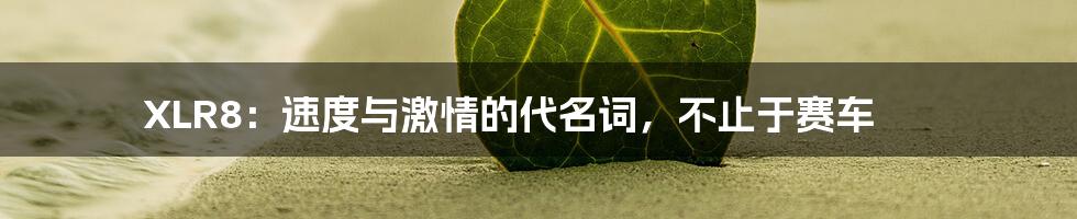 XLR8：速度与激情的代名词，不止于赛车