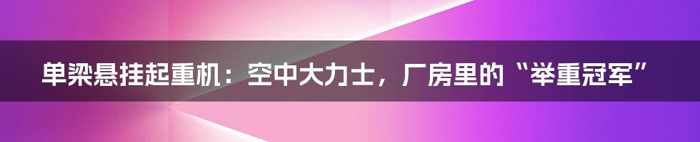 单梁悬挂起重机:空中大力士,厂房里的“举重冠军”