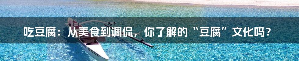 吃豆腐：从美食到调侃，你了解的“豆腐”文化吗？